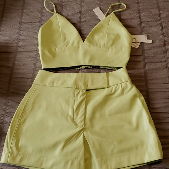 House of Harlow 1960 Other - House of Harlow 1960 Lime Green Crop Top and Shorts Set